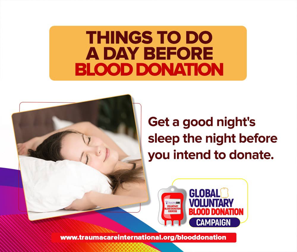 THINGS TO DO A DAY BEFORE BLOOD DONATION 